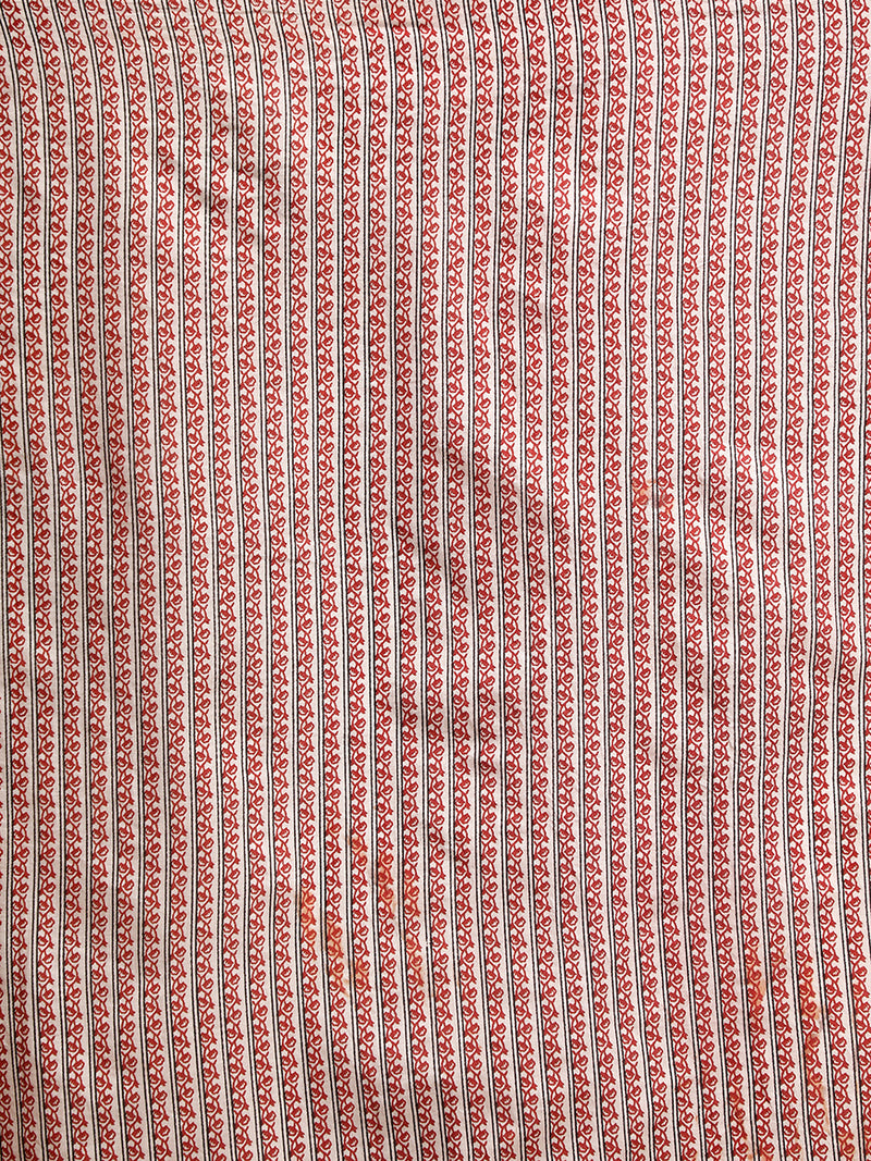 Red Handblock Printed Chevron Zigzag Dotted Mulmul Saree-Binks