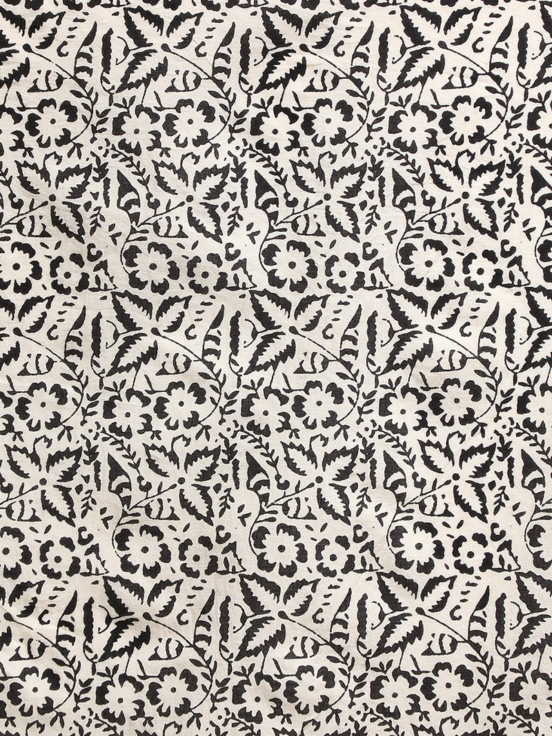 Red & Black Handblock Printed Diagonal Striped Mulmul Saree-Binks