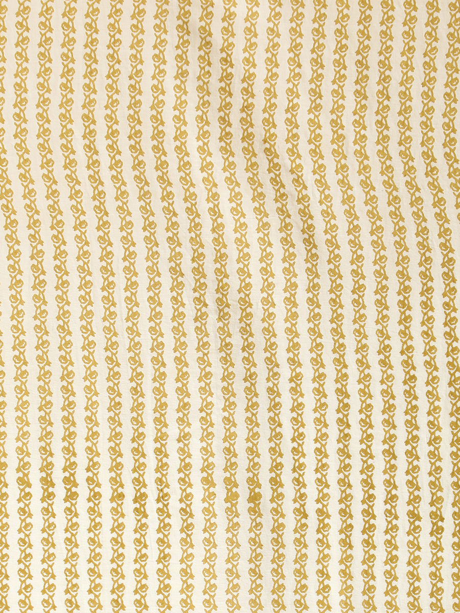 Sage Green & White Handblock Printed Chevron Zigzag Dotted Mulmul Saree, in White 100% Cotton, made for daily & work (view 5).