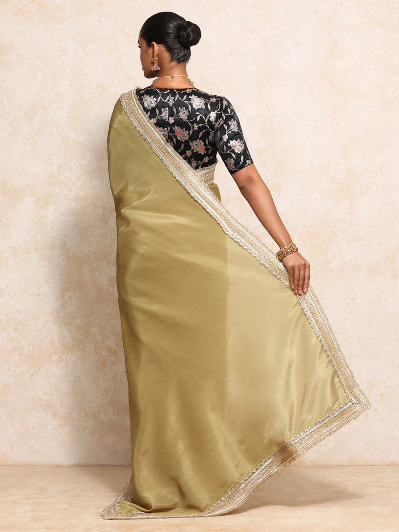 Yamira Mustard Gold Tissue Saree With Ready-to-Wear Option-Binks