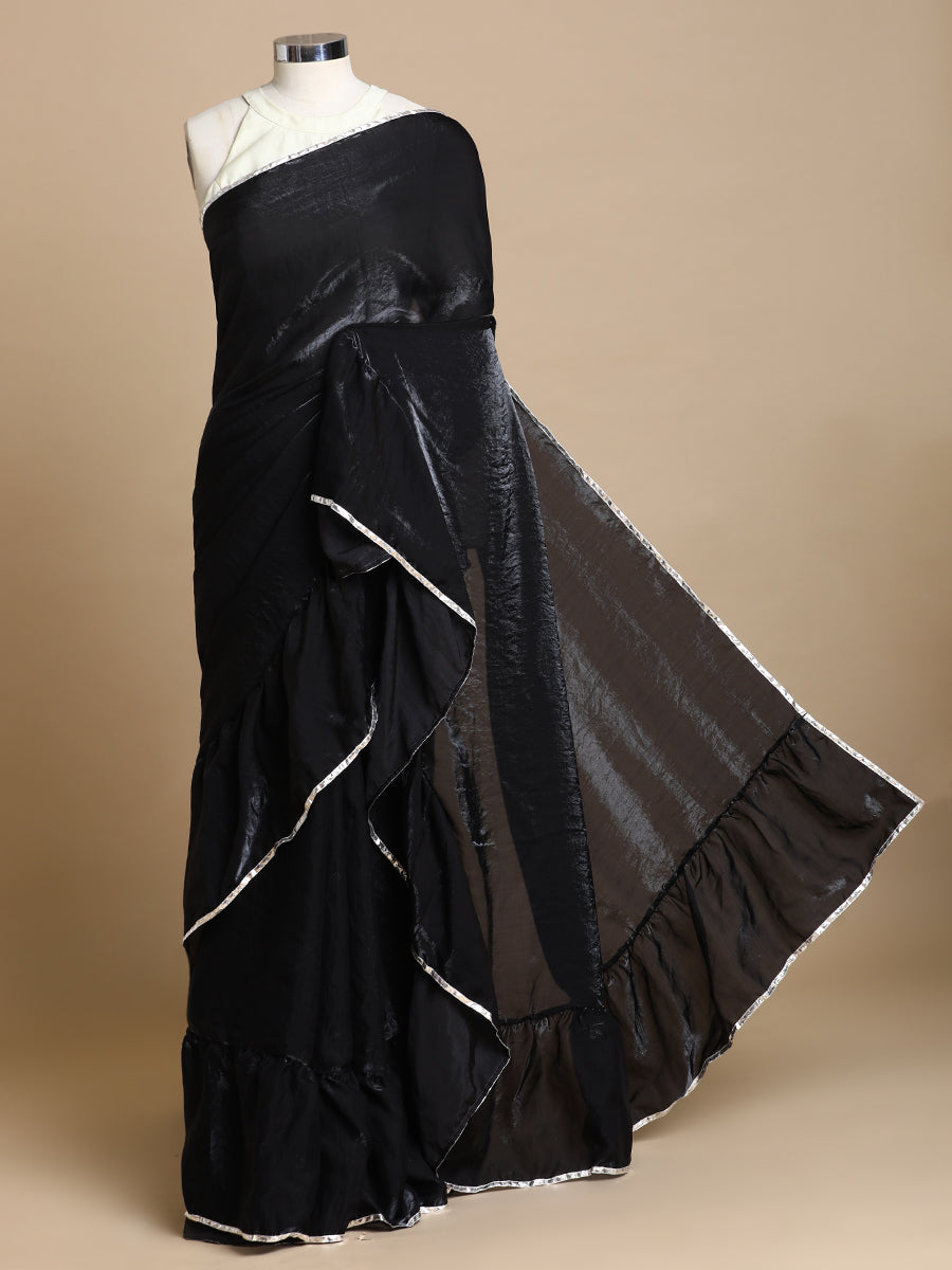 Sharmila x Tyohaar Saree, in Black Tissue Fabric, made for party & festive (view 3).