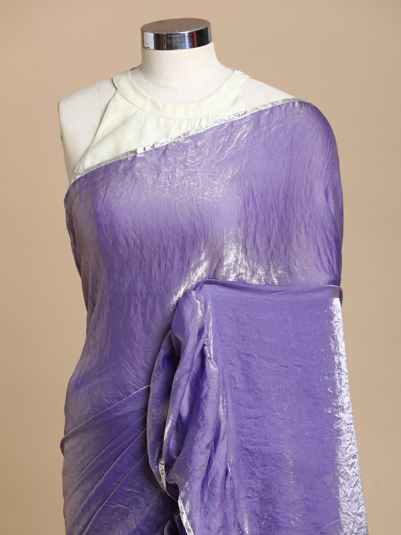 Sharmila x Tyohaar | Blush Orchid Shimmer Tissue Ruffle Saree-Binks