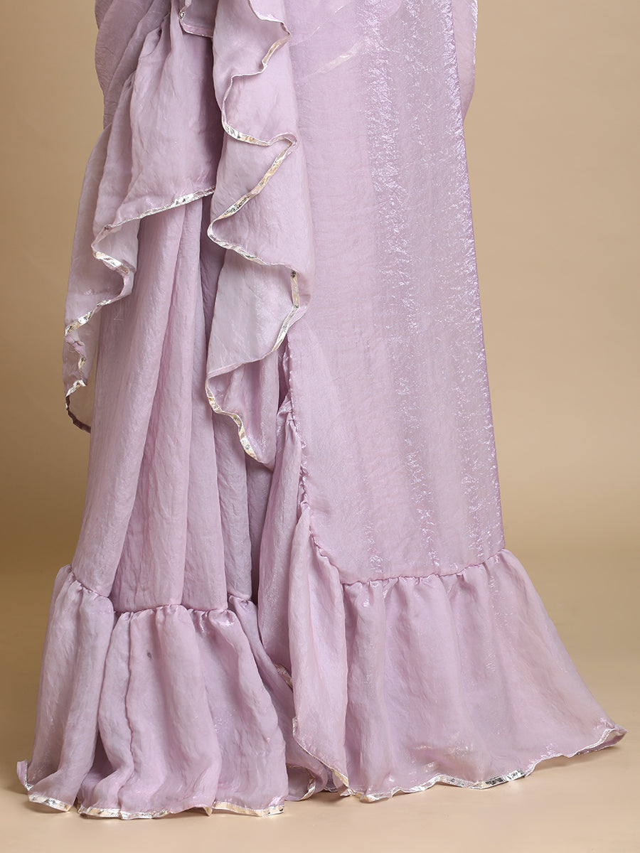 Sharmila x Tyohaar Saree, in Purple Tissue Fabric, made for party & festive (view 2).