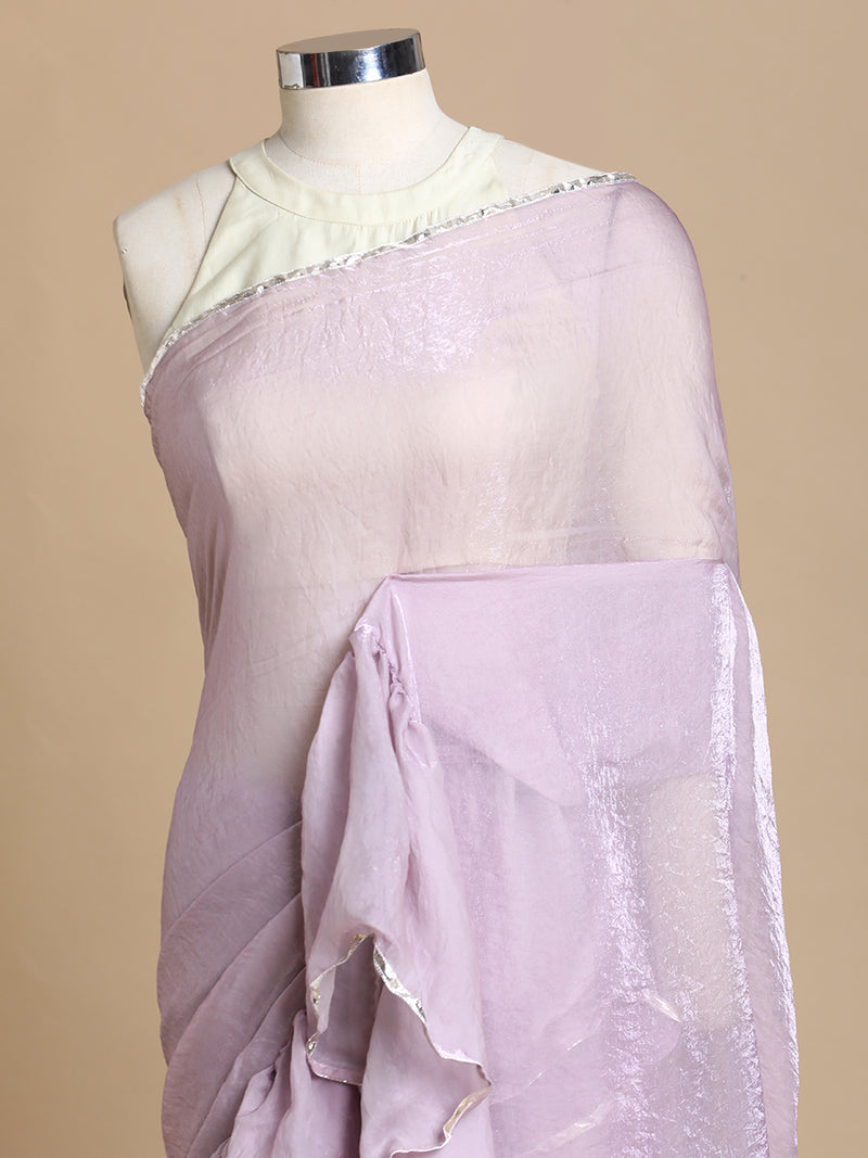 Sharmila x Tyohaar | Metallic Lavender Shimmer Tissue Ruffle Saree-Binks