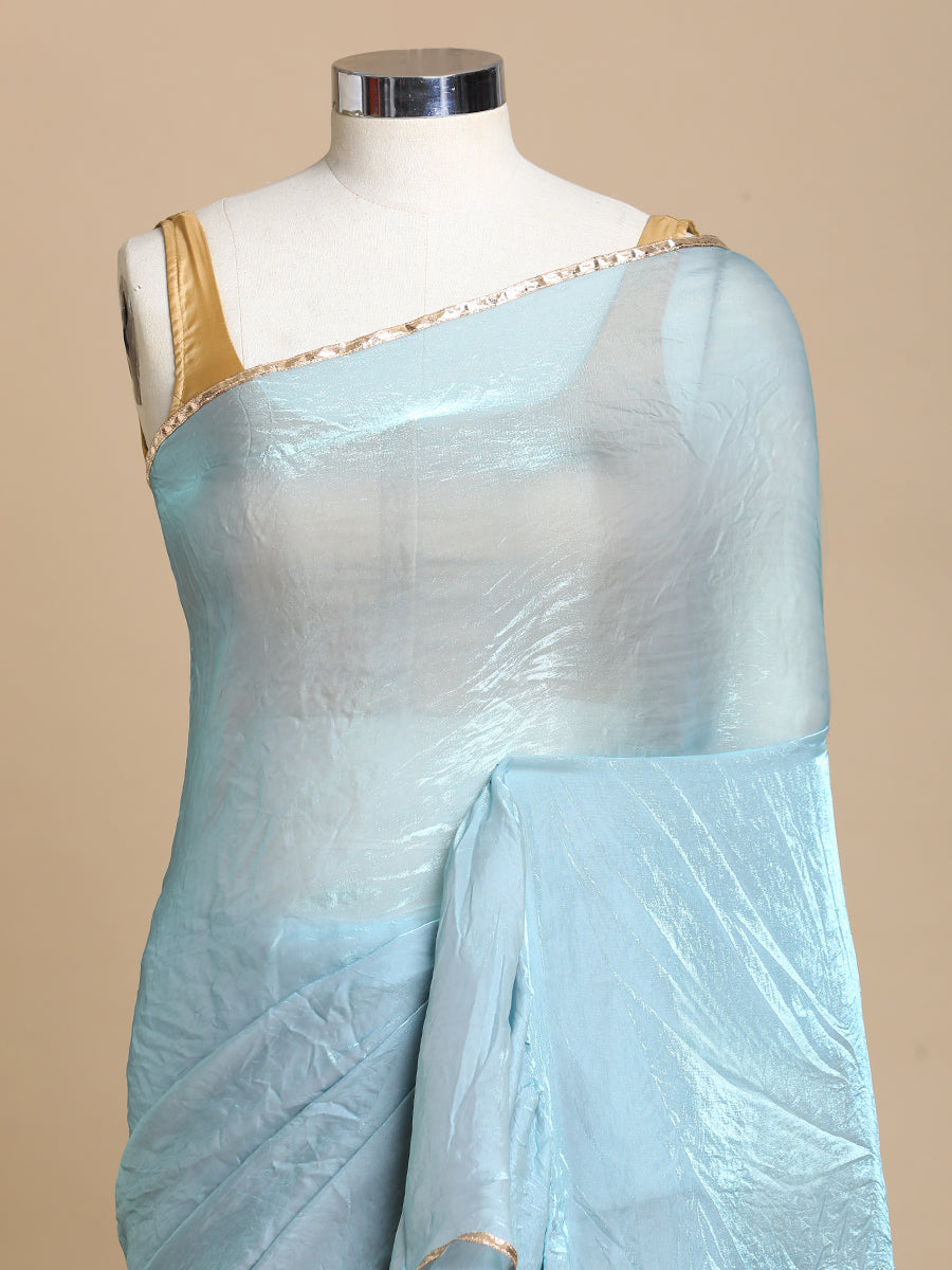 Sharmila x Tyohaar Saree, in Blue Tissue Fabric, made for party & festive (view 4).