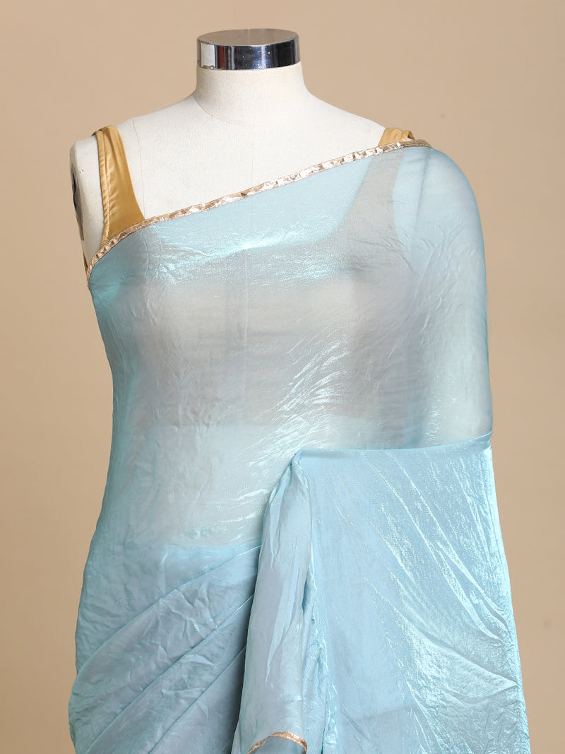 Sharmila x Tyohaar | Moonlight Blue Shimmer Tissue Ruffle Saree-Binks