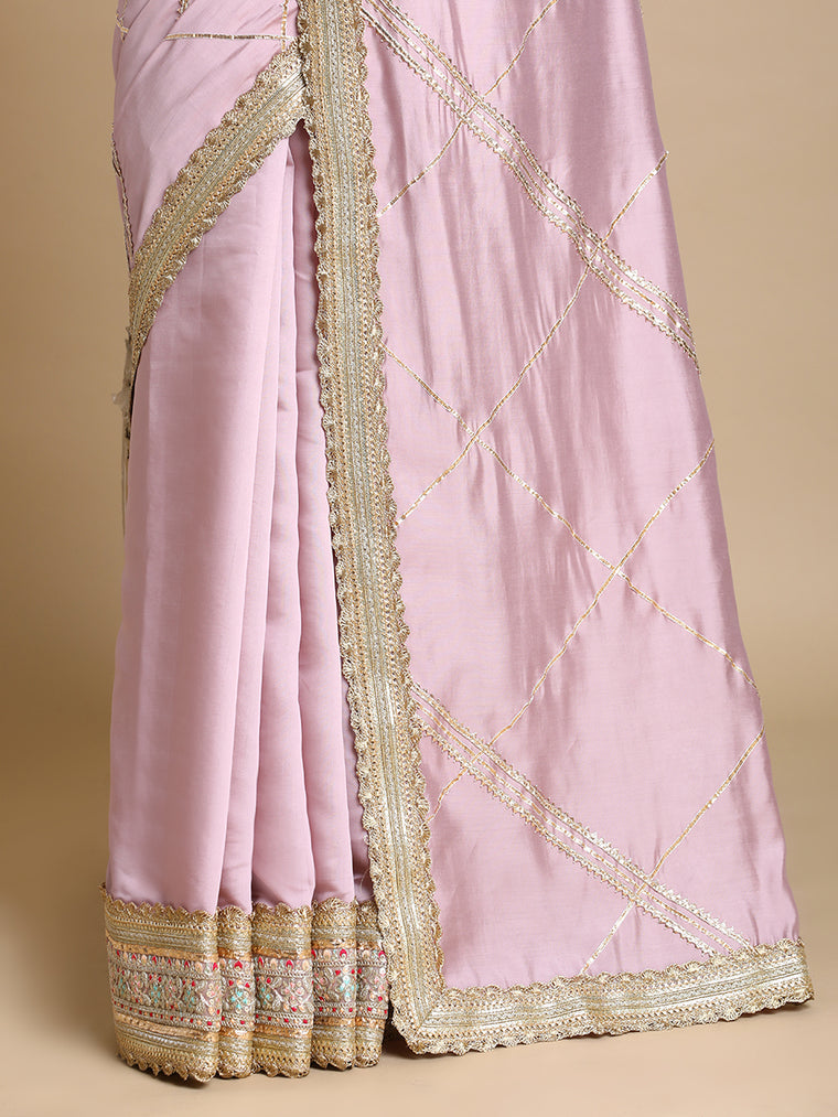 Vrishti x Tyohaar Saree, in Purple 80% Viscose 20% Polyester, made for party & festive (view 2).