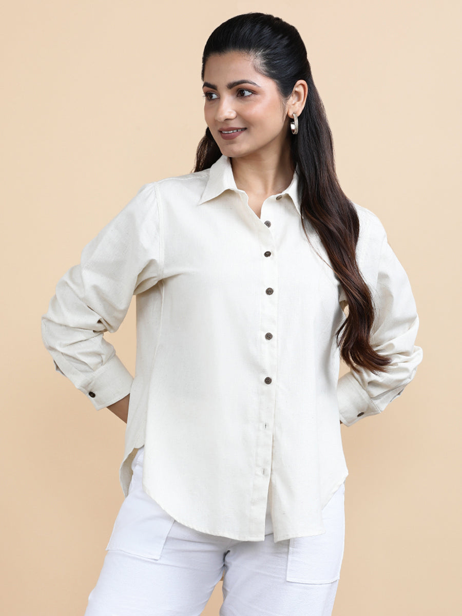 Aria x Soma | Relaxed Women's Shirt in Natural Fleck Linen