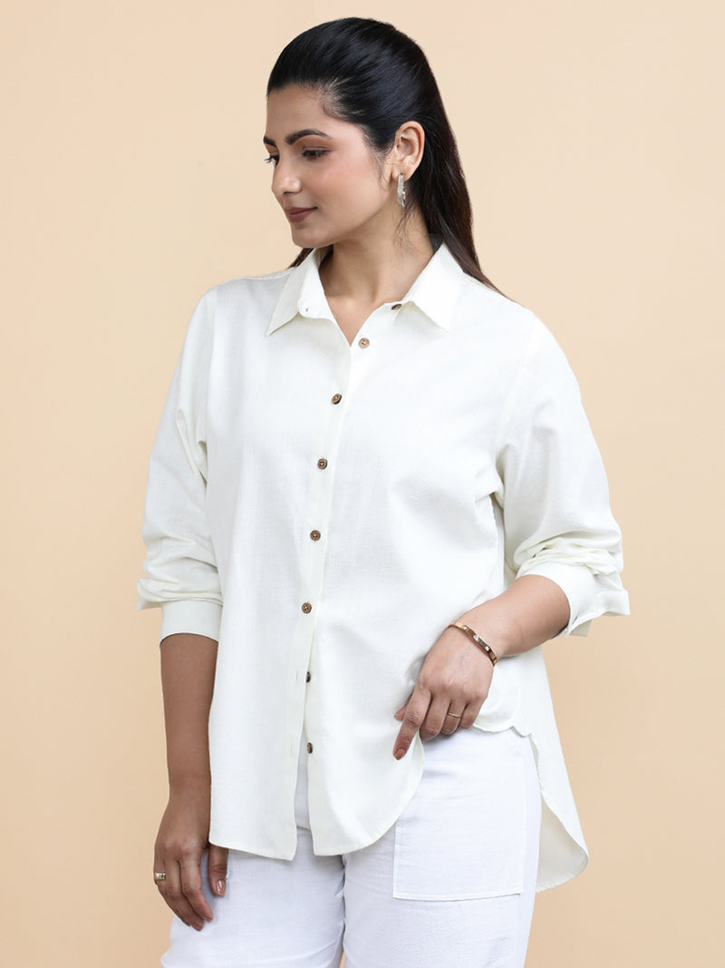 Cecilia x Soma | Relaxed Women's Shirt in Chalk White Linen-Binks