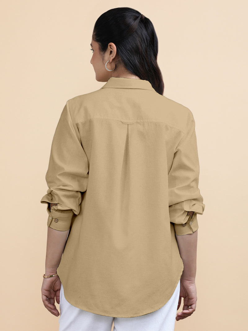 Cecilia x Soma | Relaxed Women's Shirt in Ecru Beige Linen-Binks