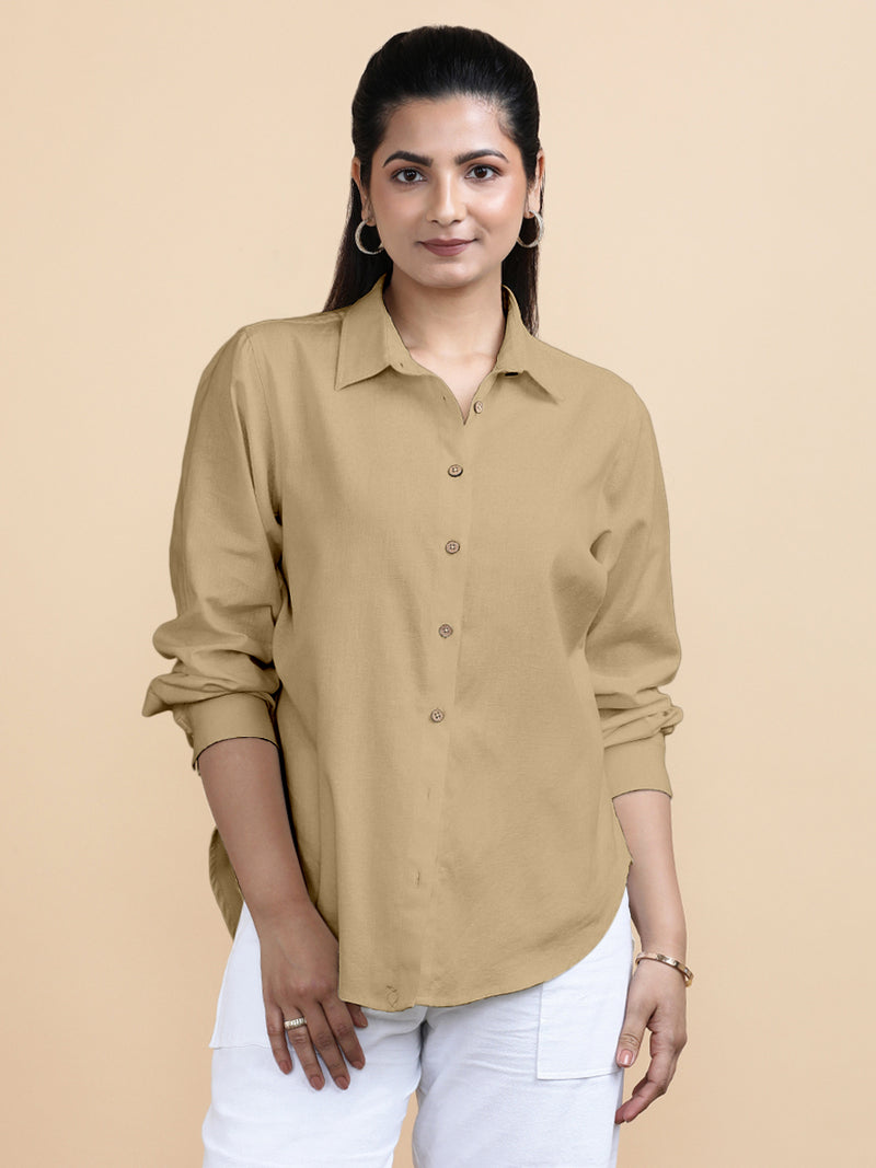 Cecilia x Soma | Relaxed Women's Shirt in Ecru Beige Linen-Binks