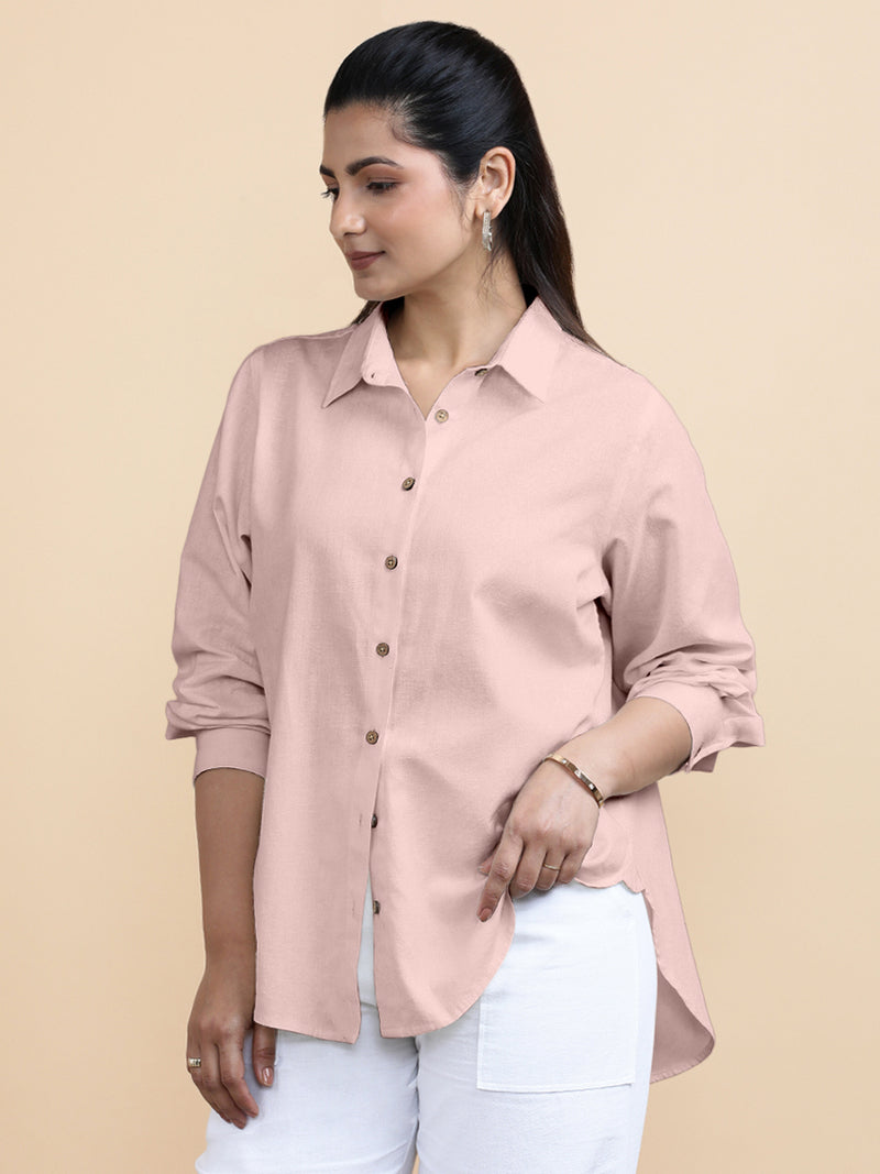 Cecilia x Soma | Relaxed Women's Shirt in Misty Pink Linen-Binks