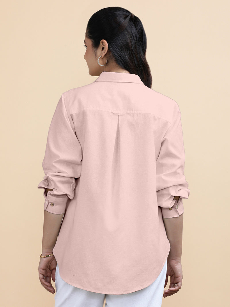 Cecilia x Soma | Relaxed Women's Shirt in Misty Pink Linen-Binks