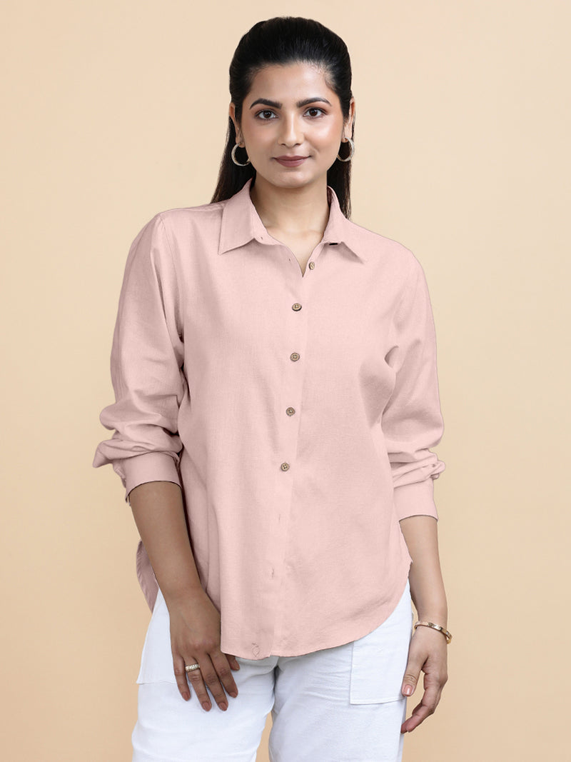 Cecilia x Soma | Relaxed Women's Shirt in Misty Pink Linen-Binks