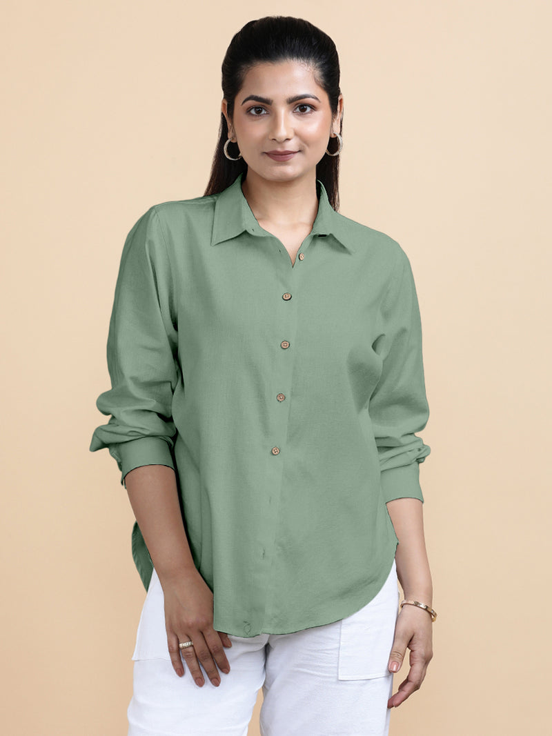 Cecilia x Soma | Relaxed Women's Shirt in Peppermint Green Linen-Binks