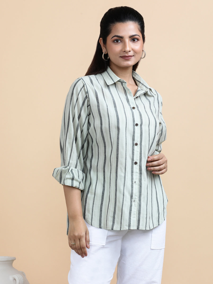 Jade x Soma Shirt, in Multicolour 100% Pure Handloom Khadi Cotton, featuring full sleeves and regular collar neckline (view 7).