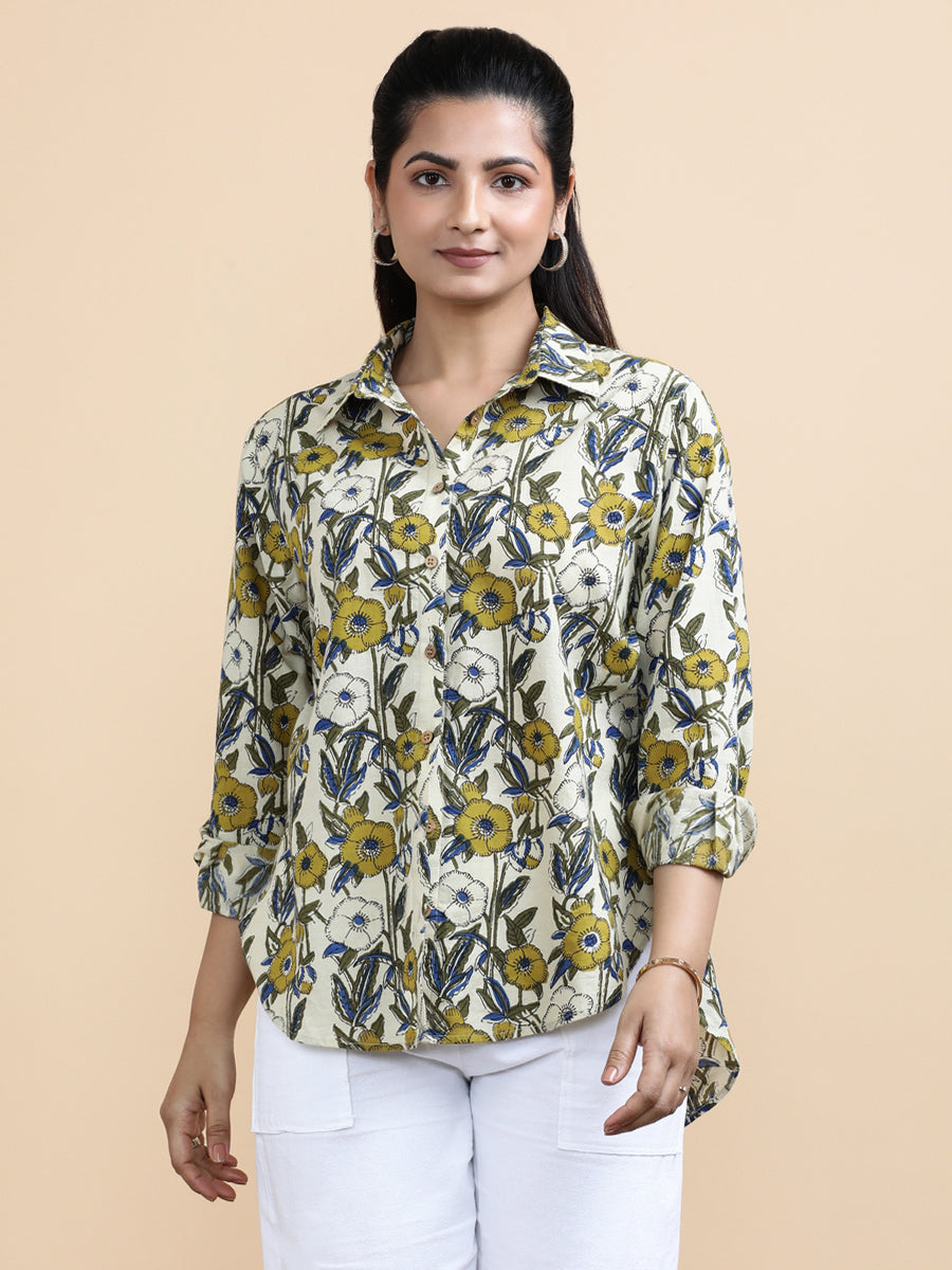 Jane x Soma Shirt, in White 100% Cotton, featuring full sleeves and regular collar neckline, made for daily & work (view 4).