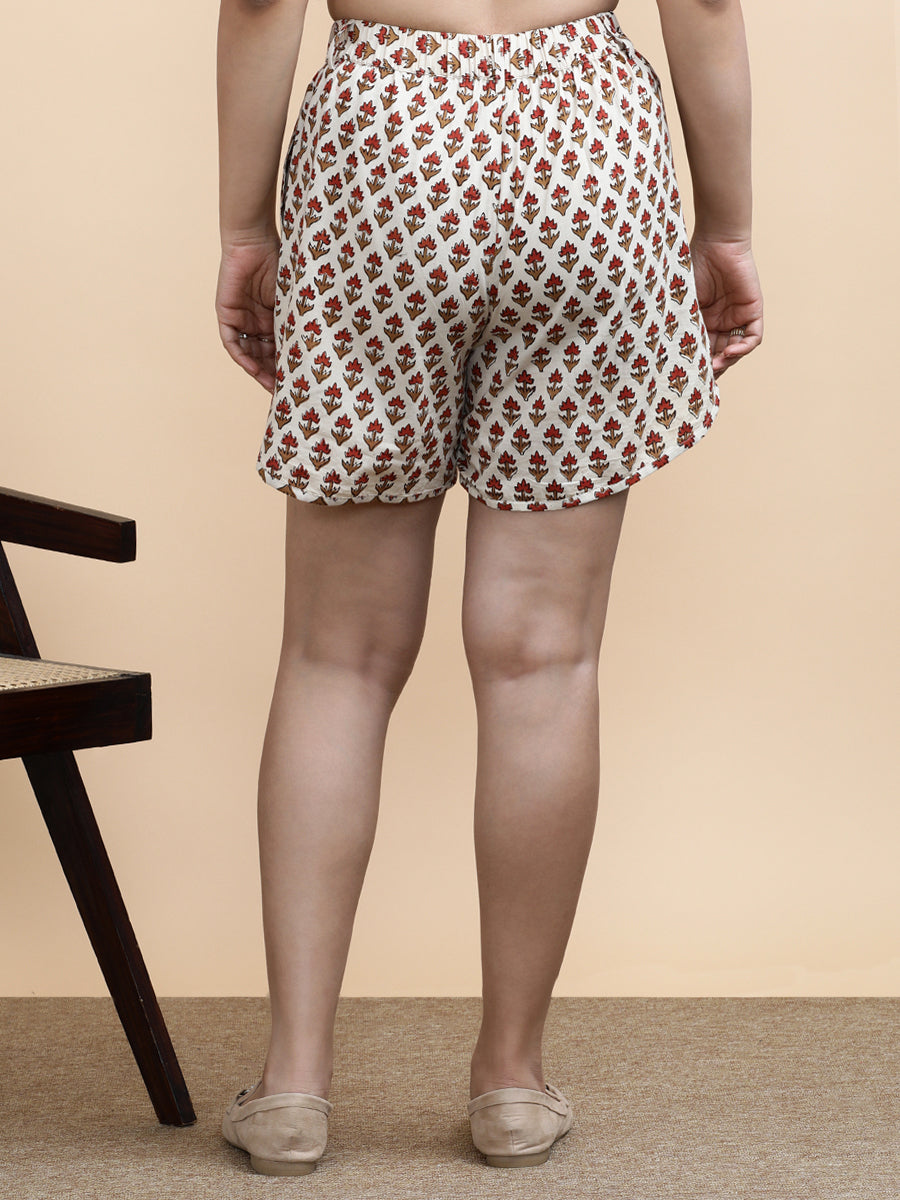 Fia x Soma Shorts, in Cream 100% Cotton, made for daily & work (view 8).