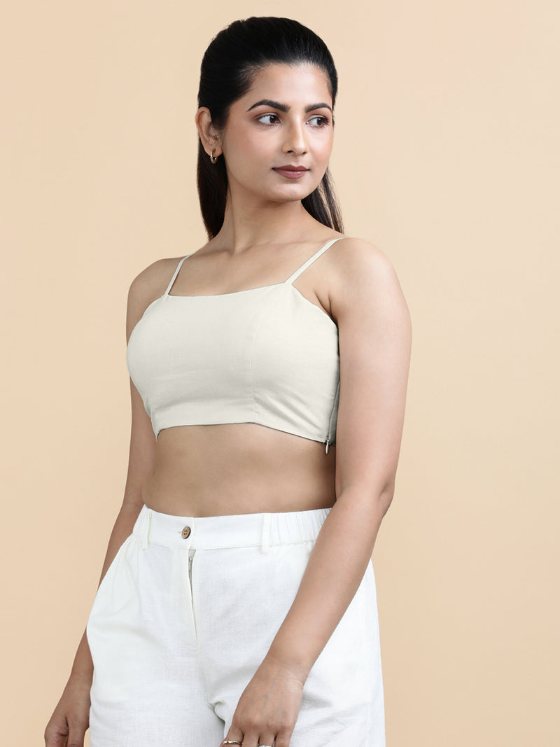 Cara x Soma | Women's Cropped Top in Ivory Mist Cotton-Binks