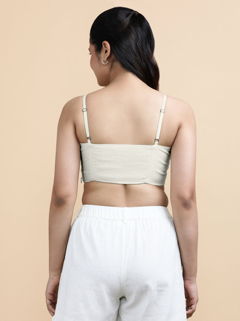 Cara x Soma | Women's Cropped Top in Ivory Mist Cotton-Binks