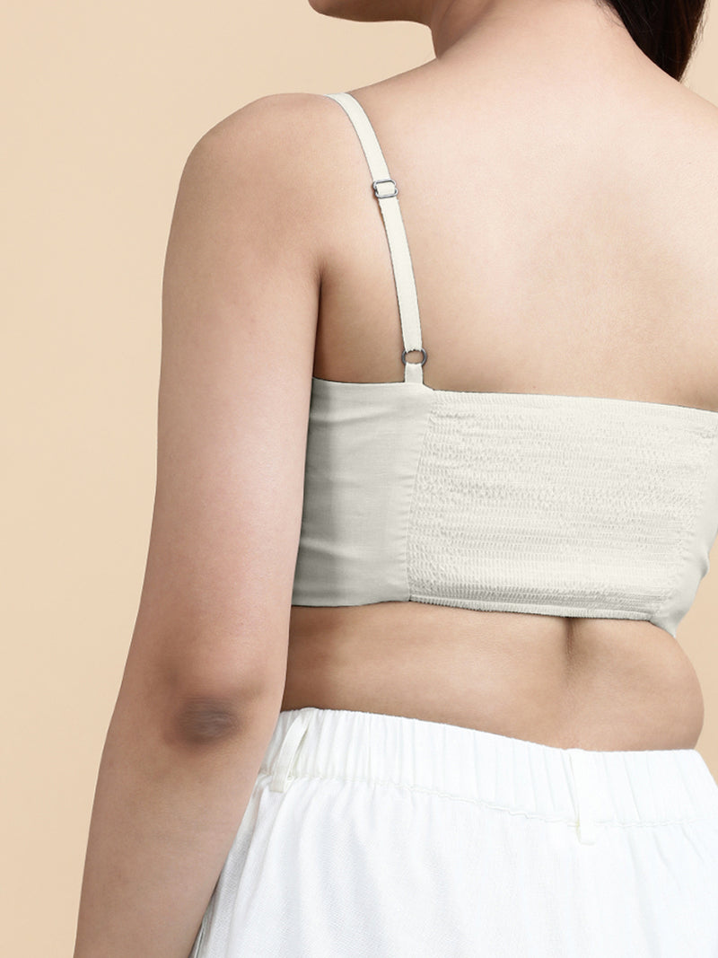 Cara x Soma | Women's Cropped Top in Ivory Mist Cotton-Binks