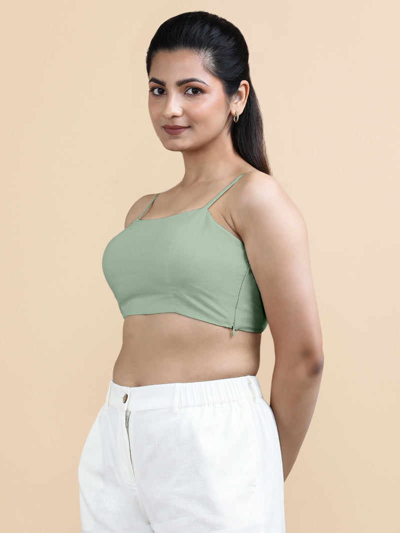 Cara x Soma | Women's Cropped Top in Light Sage Cotton-Binks