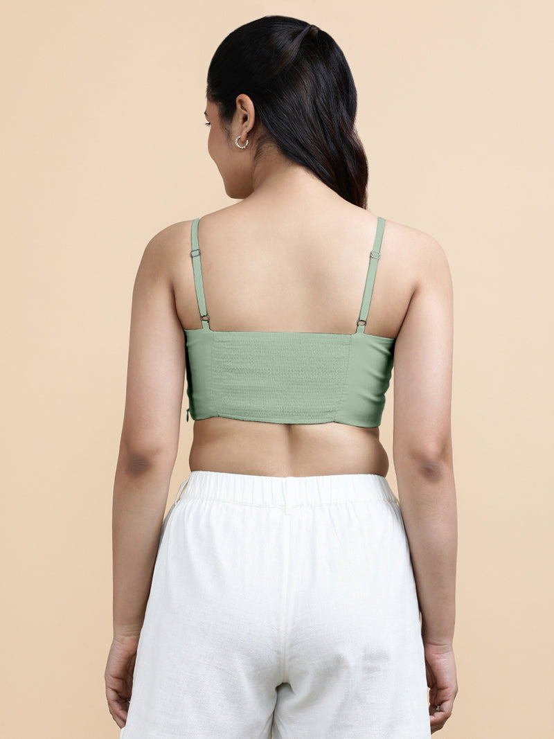Cara x Soma | Women's Cropped Top in Light Sage Cotton-Binks