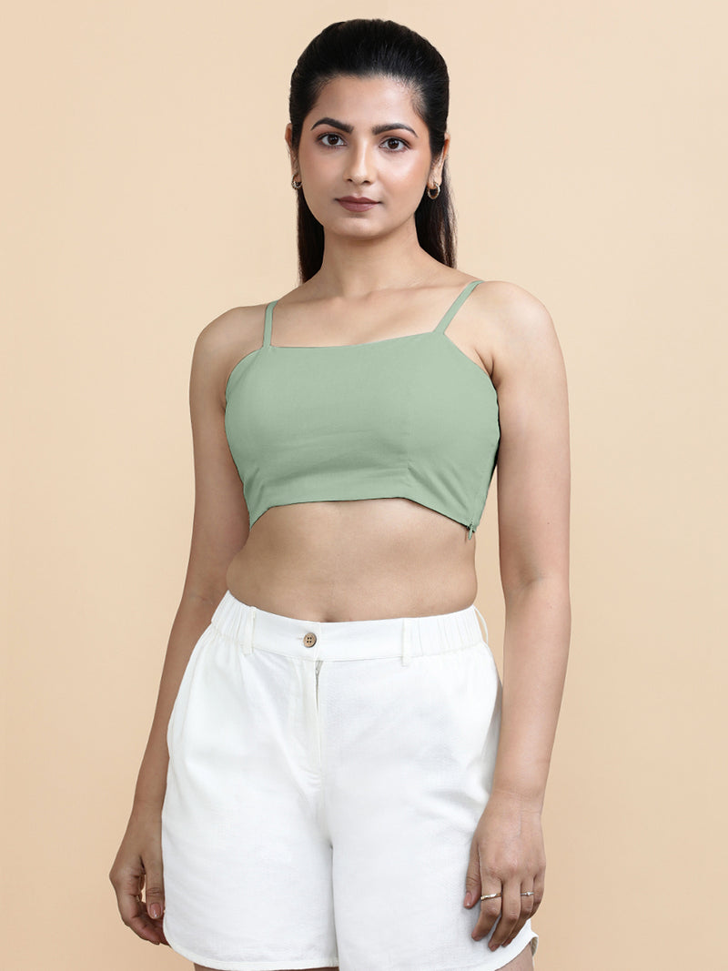 Cara x Soma | Women's Cropped Top in Light Sage Cotton-Binks