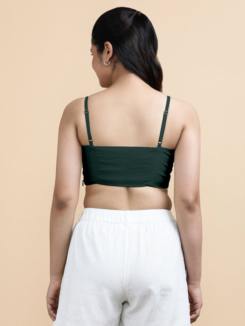 Cara x Soma | Women's Cropped Top in Moss Green Cotton-Binks