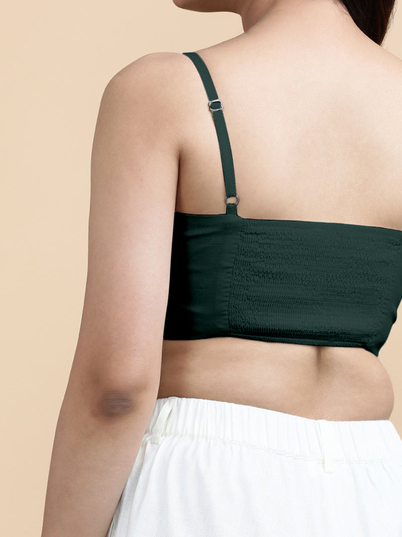 Cara x Soma | Women's Cropped Top in Moss Green Cotton-Binks