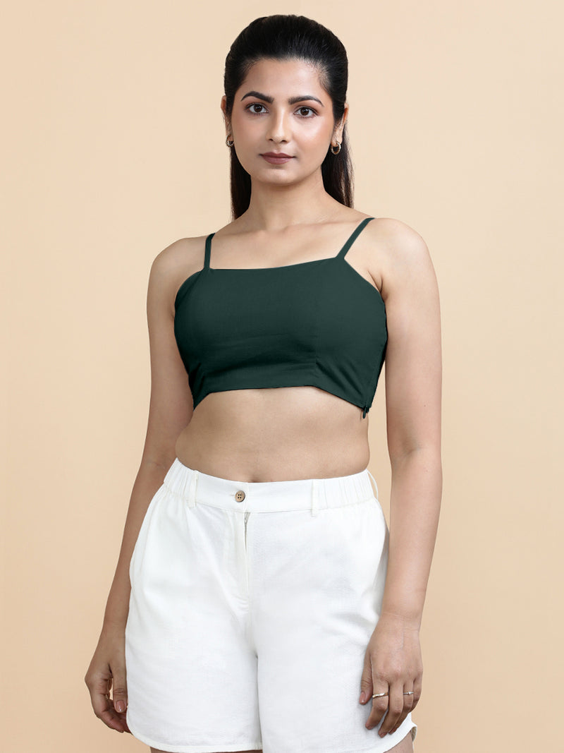 Cara x Soma | Women's Cropped Top in Moss Green Cotton-Binks