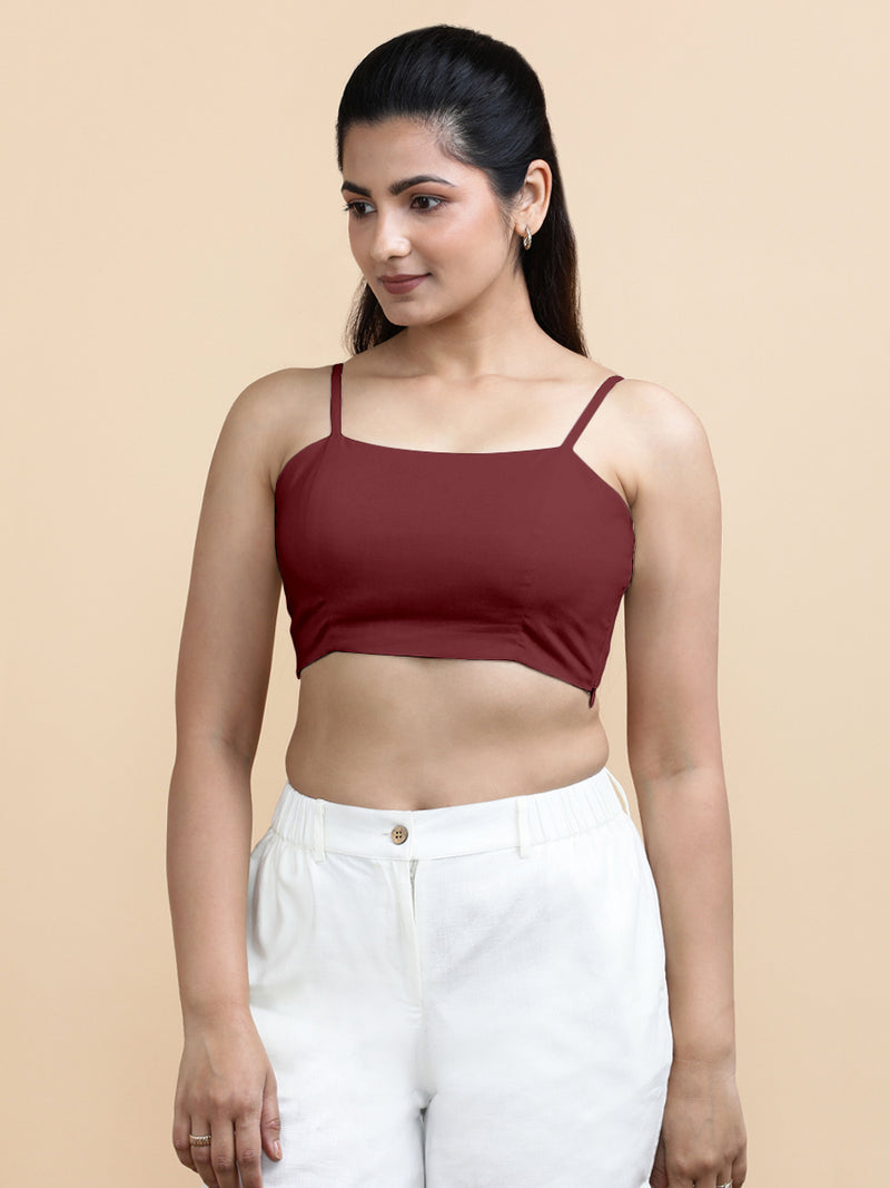 Cara x Soma | Women's Cropped Top in Royal Maroon Cotton-Binks