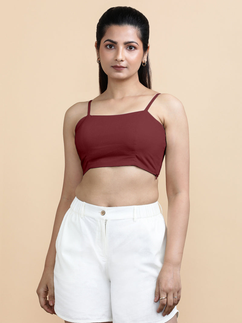 Cara x Soma | Women's Cropped Top in Royal Maroon Cotton-Binks
