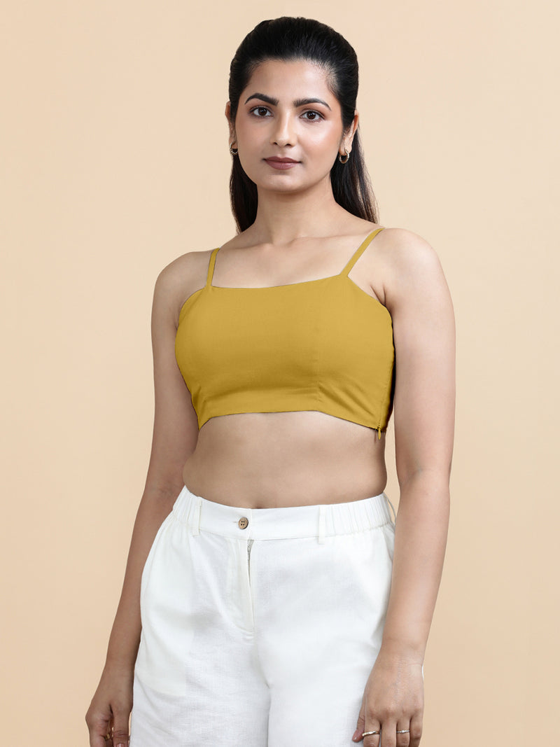 Cara x Soma | Women's Cropped Top in Sunny Yellow Cotton-Binks