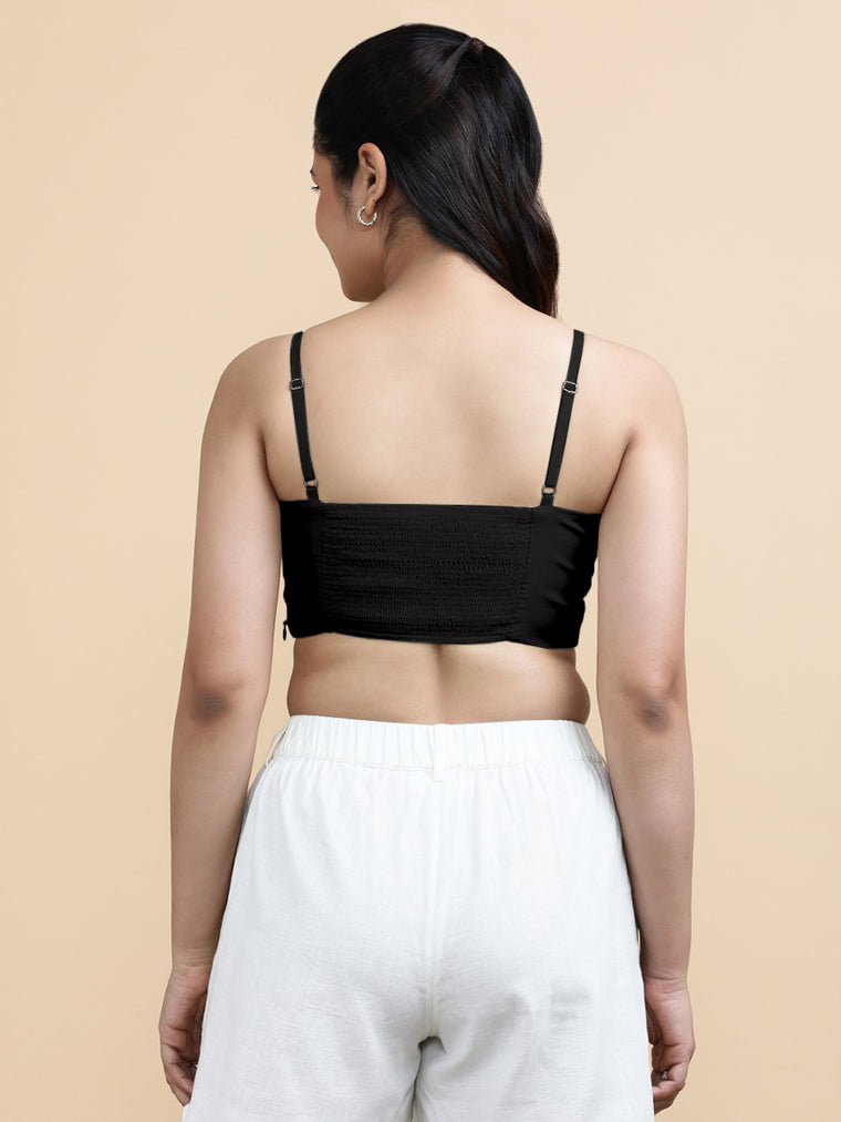 Gloria x Soma Top, in Black 70% Cotton 30% Linen, featuring sleeveless and shoulder straps neckline, made for daily & work.