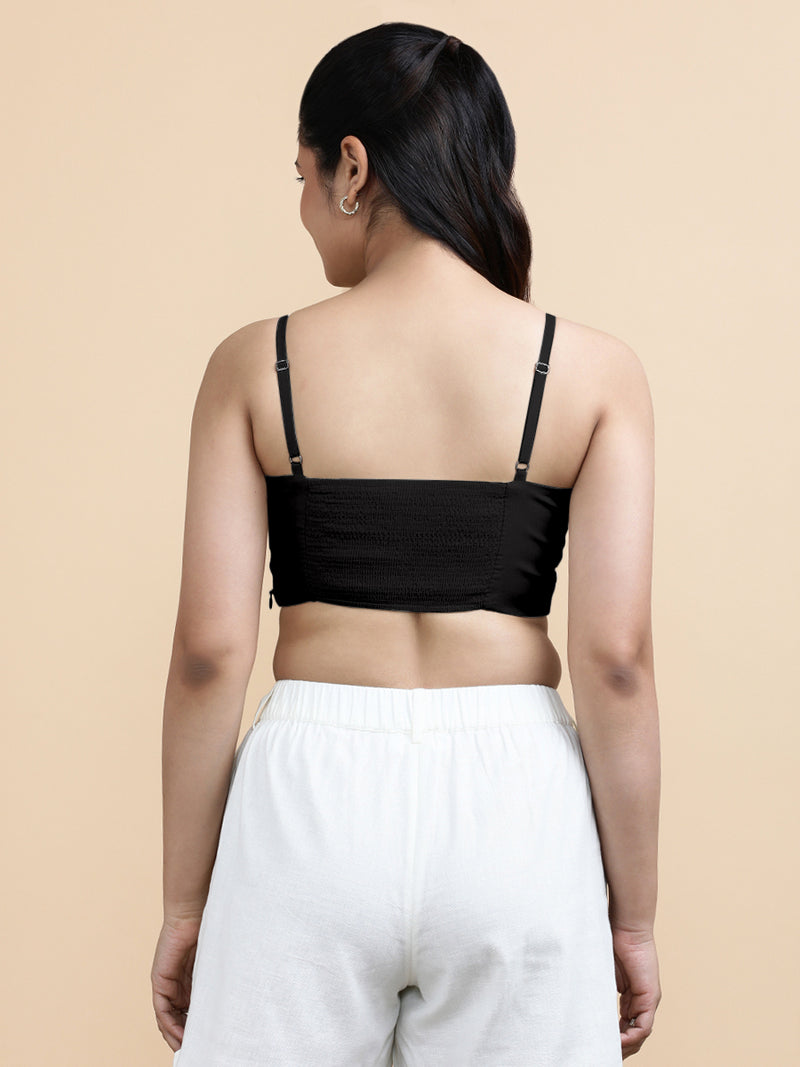 Gloria x Soma | Women's Cropped Top in Ebony Black Linen-Binks