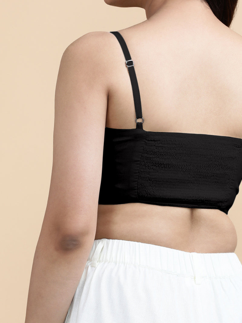 Gloria x Soma | Women's Cropped Top in Ebony Black Linen-Binks