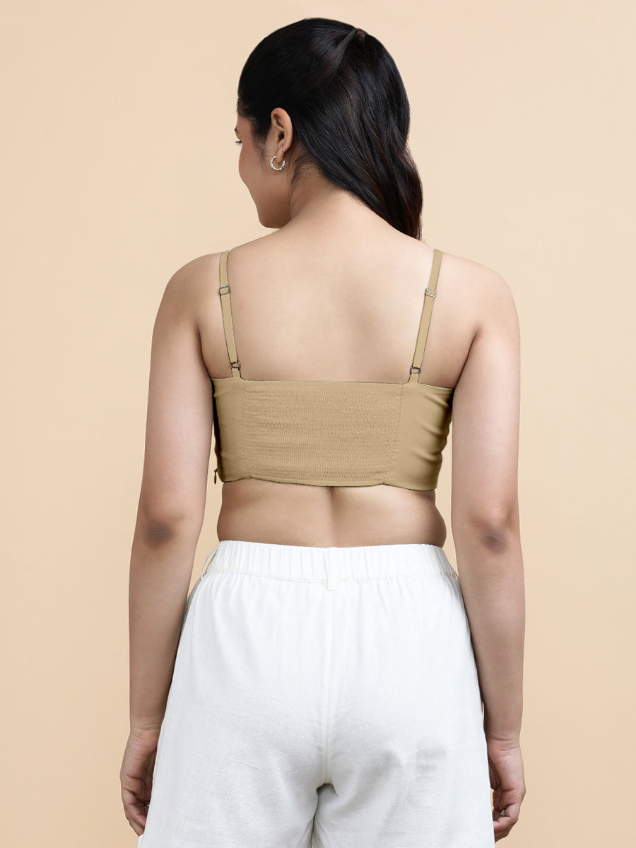 Gloria x Soma Top, in Beige 70% Cotton 30% Linen, featuring sleeveless and shoulder straps neckline, made for daily & work.
