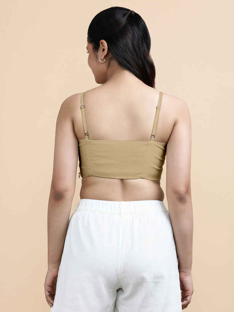 Gloria x Soma Top, in Beige 70% Cotton 30% Linen, featuring sleeveless and shoulder straps neckline, made for daily & work.