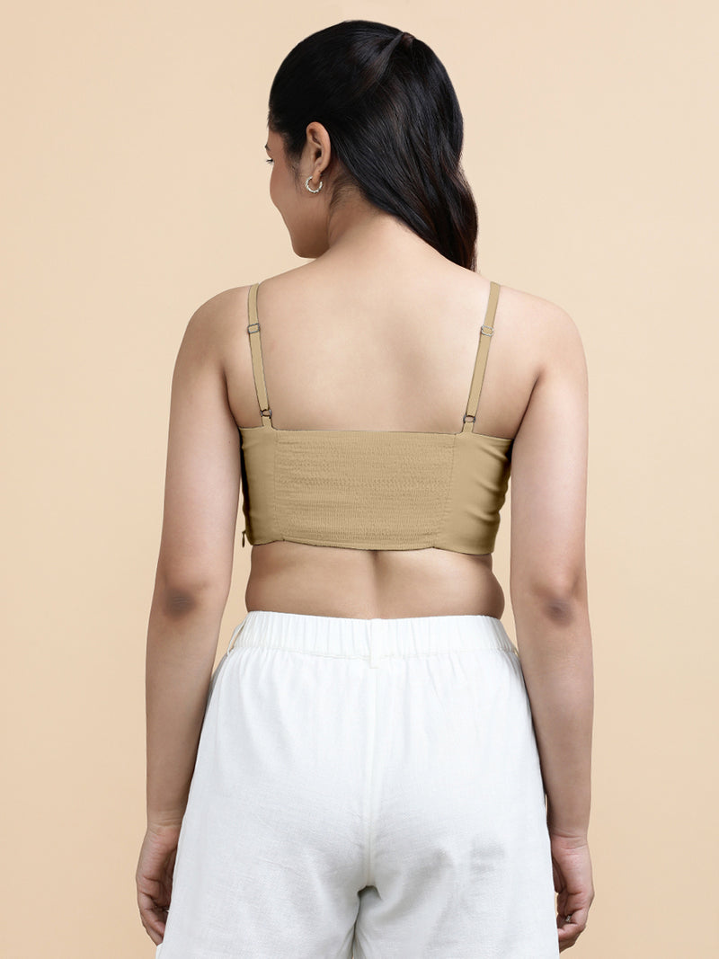 Gloria x Soma | Women's Cropped Top in Ecru Beige Linen-Binks