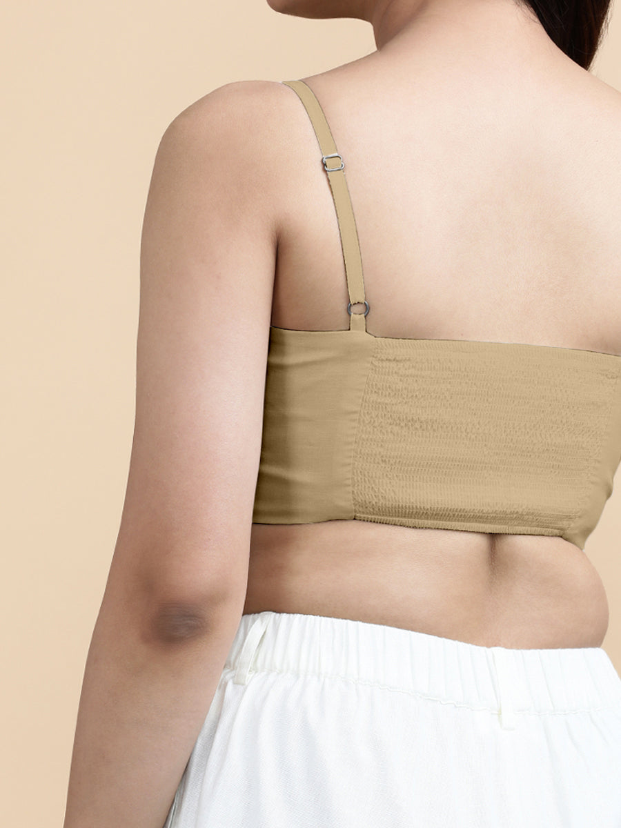 Gloria x Soma Top, in Beige 70% Cotton 30% Linen, featuring sleeveless and shoulder straps neckline, made for daily & work.