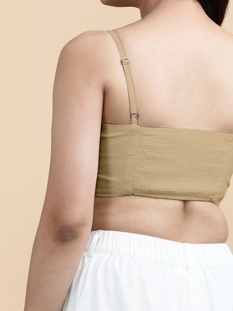 Gloria x Soma Top, in Beige 70% Cotton 30% Linen, featuring sleeveless and shoulder straps neckline, made for daily & work.