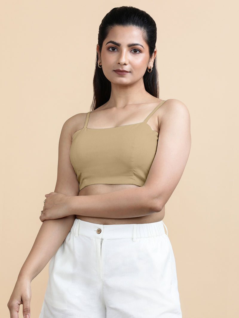 Gloria x Soma | Women's Cropped Top in Ecru Beige Linen-Binks