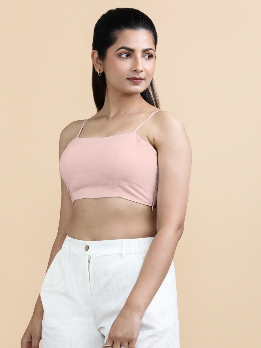 Gloria x Soma | Women's Cropped Top in Misty Pink Linen