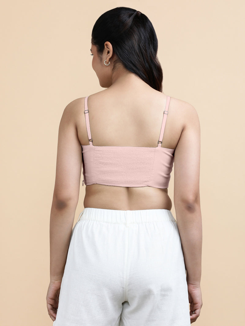 Gloria x Soma | Women's Cropped Top in Misty Pink Linen-Binks