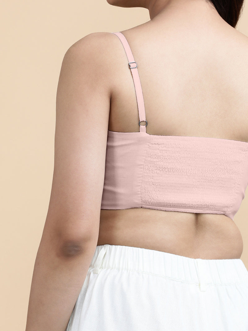 Gloria x Soma | Women's Cropped Top in Misty Pink Linen-Binks