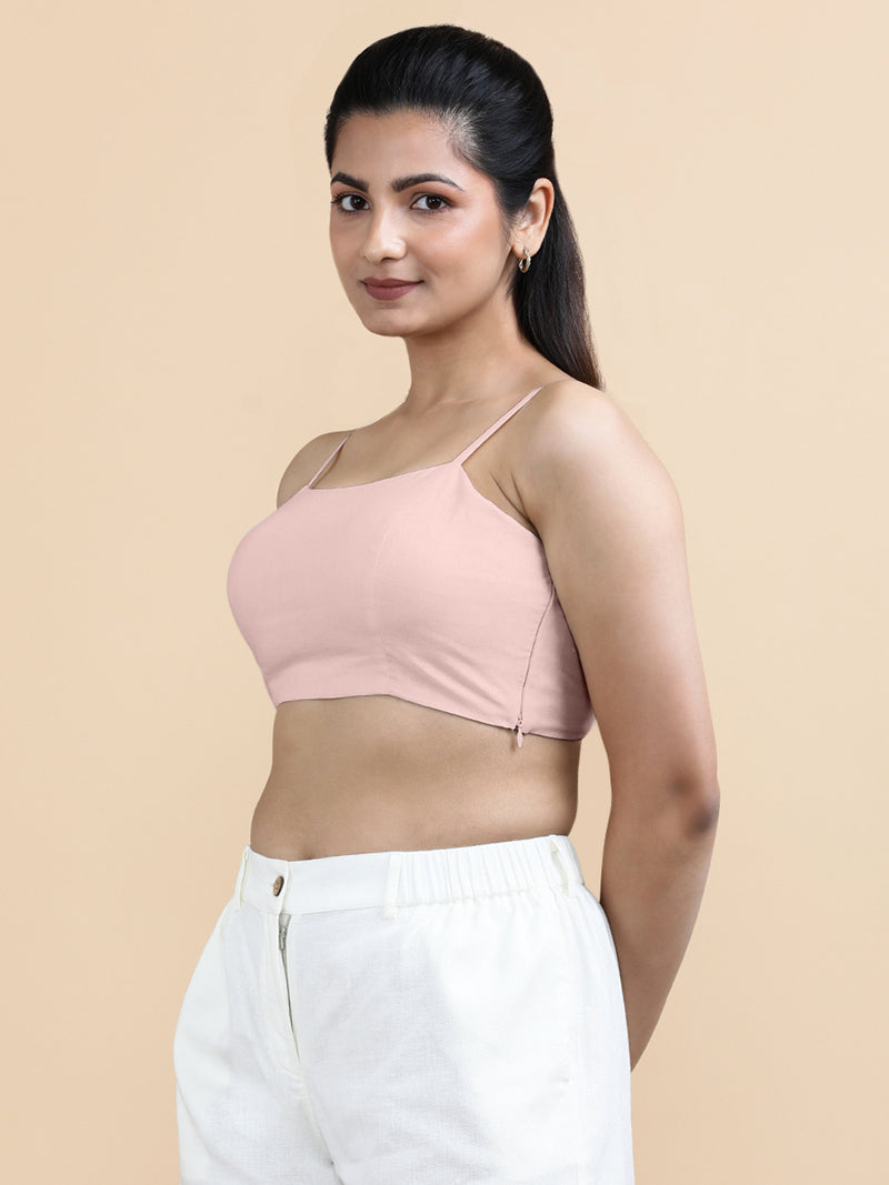 Gloria x Soma | Women's Cropped Top in Misty Pink Linen-Binks