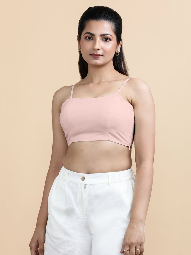 Gloria x Soma | Women's Cropped Top in Misty Pink Linen-Binks