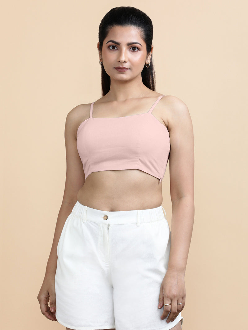 Gloria x Soma | Women's Cropped Top in Misty Pink Linen-Binks
