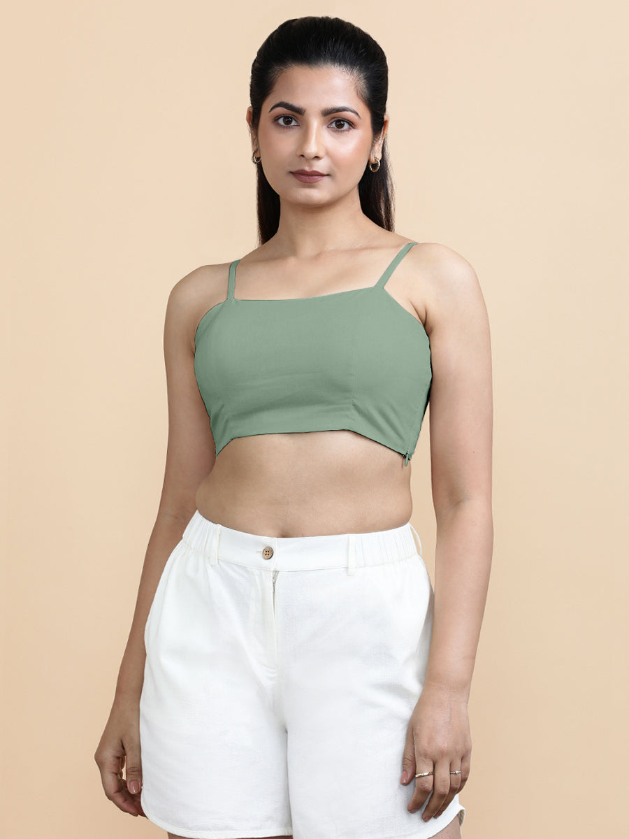 Gloria x Soma | Women's Cropped Top in Peppermint Green Linen